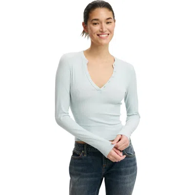 Cotton On Ryan Henley Long Sleeve In Blue