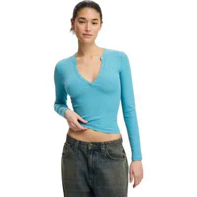 Cotton On Ryan Henley Long Sleeve In Blue