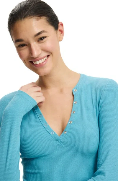 Cotton On Ryan Henley Long Sleeve In Blue