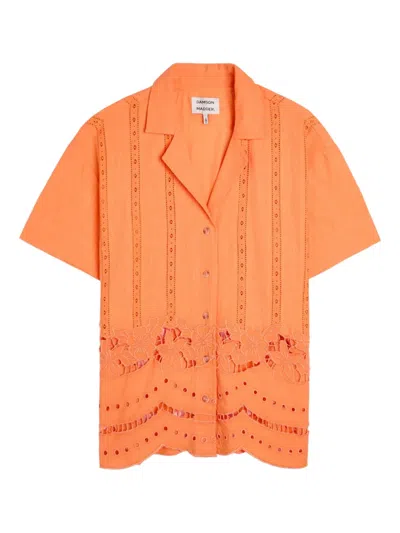 Damson Madder Martina Oversize Eyelet Button-up Shirt In Orange
