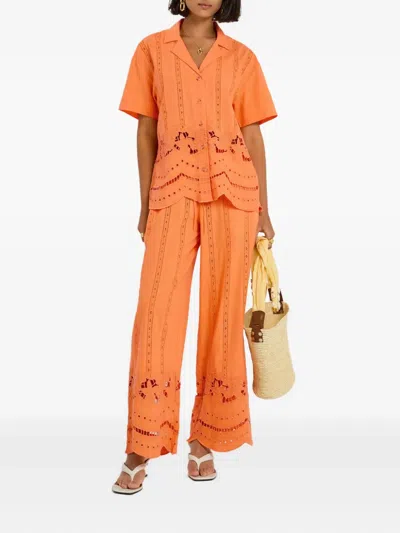Damson Madder Martina Oversize Eyelet Button-up Shirt In Orange
