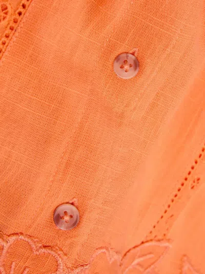 Damson Madder Martina Oversize Eyelet Button-up Shirt In Orange