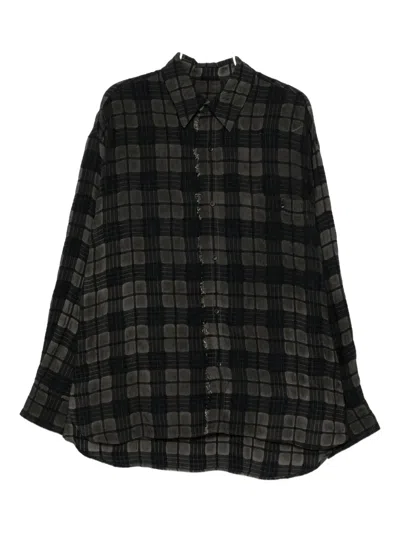 Uma Wang Raw-edge Plaid Shirt In Black
