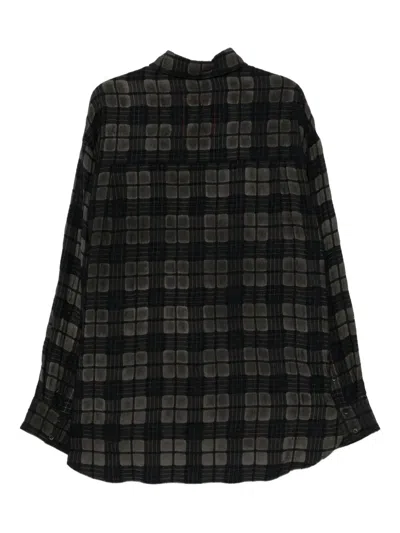 Uma Wang Raw-edge Plaid Shirt In Black