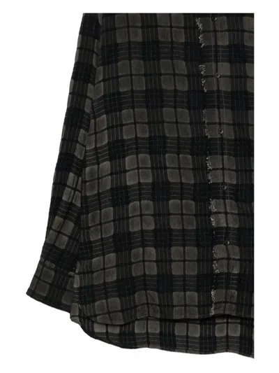 Uma Wang Raw-edge Plaid Shirt In Black