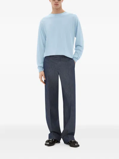 Ferrari Cashmere And Silk Jumper With Link Pattern In Blue