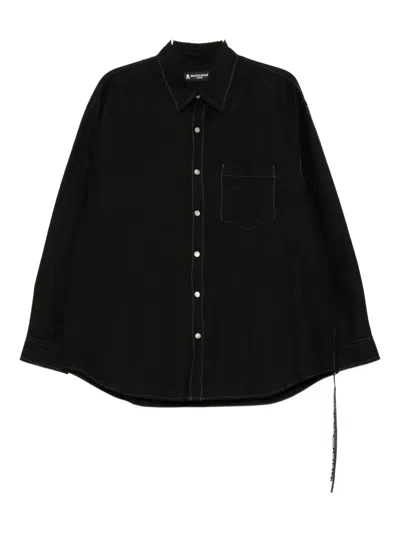 Mastermind Japan Embroidered-logo Cotton Shirt In Black