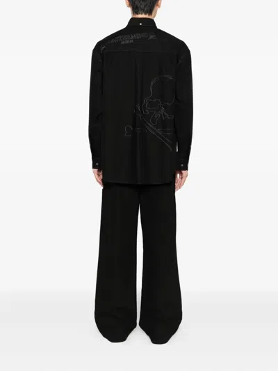 Mastermind Japan Embroidered-logo Cotton Shirt In Black
