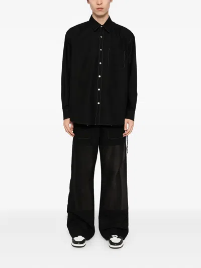 Mastermind Japan Embroidered-logo Cotton Shirt In Black