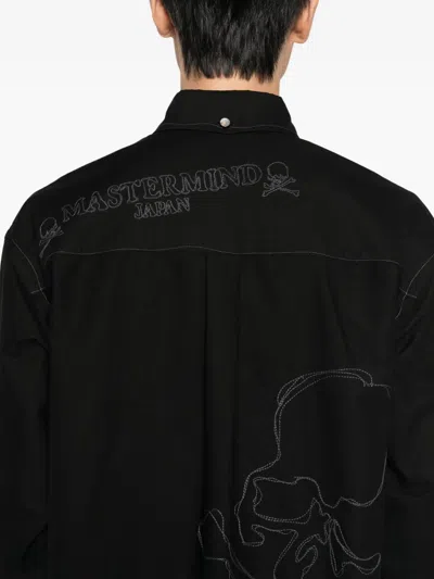 Mastermind Japan Embroidered-logo Cotton Shirt In Black