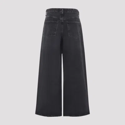 Agolde Vana Black Low-crotch Jeans With Book Closure In Denim Woman In Black