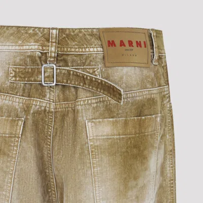 Marni Cotton Straight Leg Jeans With Adjustable Strap In Brown