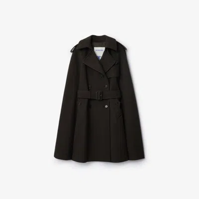 Burberry Cashmere Coat With Belted Waist And Epaulettes In Black