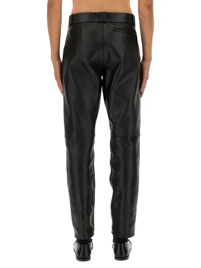 Saint Laurent Leather Pants With Belt In Black