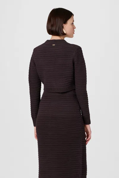 Toccin Miller Pointelle Chain Cardigan In Brown