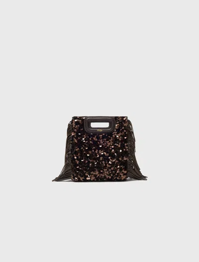 Maje Rhinestone Miss M Mini Bag In Brown