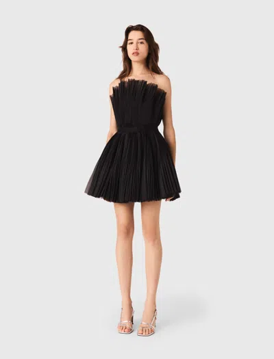Maje Rulle Pleated Tulle Bustier Dress In Black