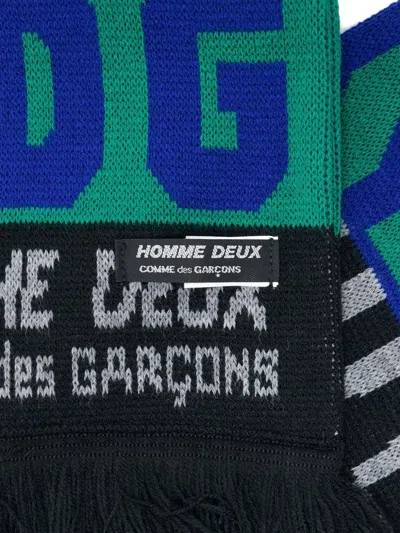 Comme Des Garçons Homme Deux Cdg Logo Fringed Scarf In Brown