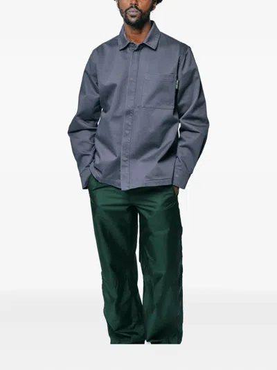 Gr10k Collared Shirt With Long Sleeves And Chest Pocket In Gray