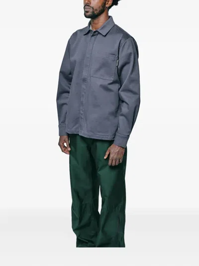 Gr10k Collared Shirt With Long Sleeves And Chest Pocket In Gray