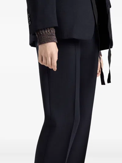 Prada Rush-stitch Wool Trousers In Blue