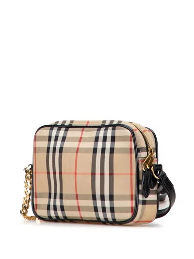 Pre-owned Burberry 2018-2025 House Check Canvas Camera Bag Crossbody Bag In Brown