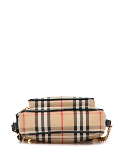 Pre-owned Burberry 2018-2025 House Check Canvas Camera Bag Crossbody Bag In Brown