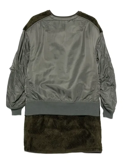 Junya Watanabe Two Tone Midi Bomber Coat In Multi