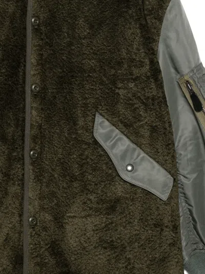 Junya Watanabe Two Tone Midi Bomber Coat In Multi