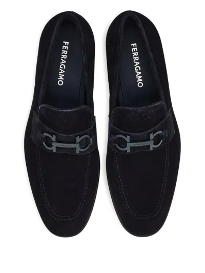 Ferragamo Gancini-buckle Loafers In Blue