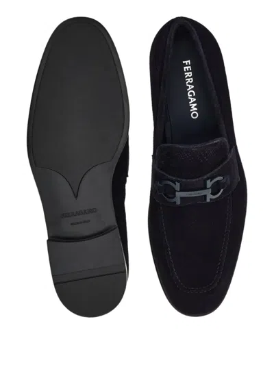 Ferragamo Gancini-buckle Loafers In Blue