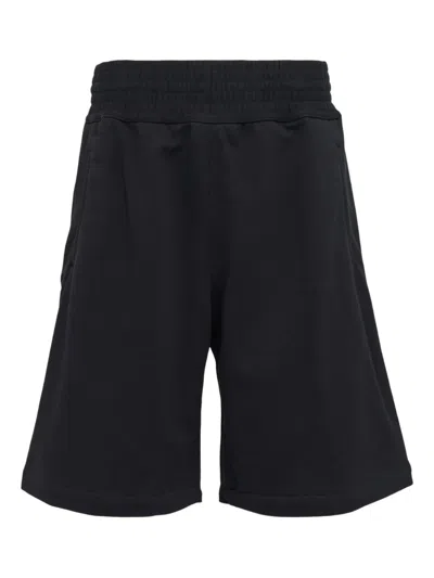 Comme Des Garçons Brushed Wool Black Shorts In Black