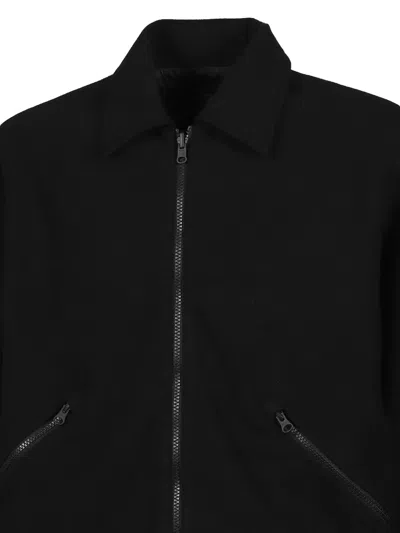 Gr10k Minimalistic Black Jacket With Zip Fastening And Turn-down Collar In Black
