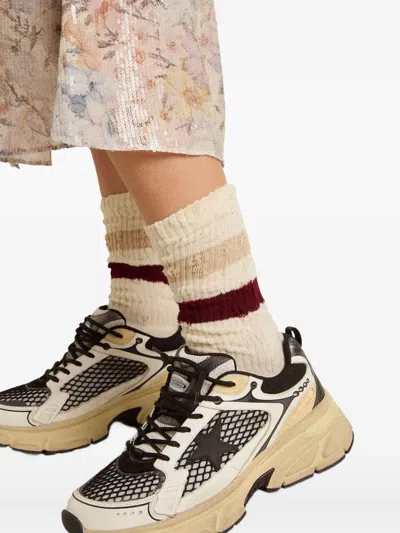 Golden Goose Striped  Socks In Neutral