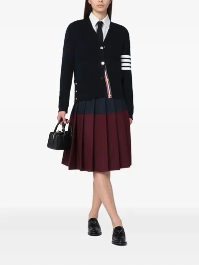 Thom Browne Navy Blue Wool Cardigan In Blue