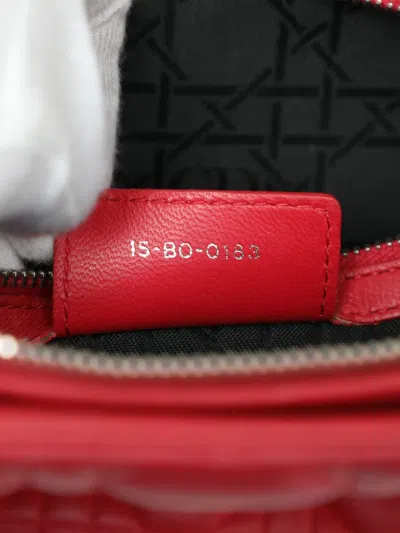 Pre-owned Dior 2013 Large Lambskin Cannage Lady  Satchel In Red