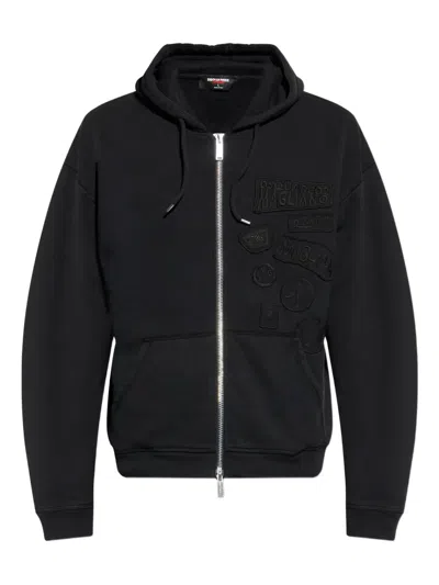 Dsquared2 X Magliano Zip-up Drawstring Hoodie In Black