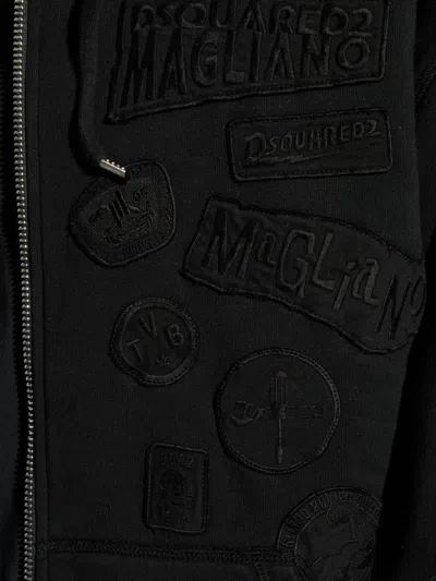 Dsquared2 X Magliano Zip-up Drawstring Hoodie In Black