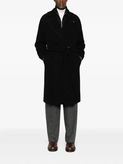 Tagliatore Wool Double-breasted Coat In Black