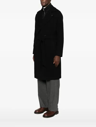 Tagliatore Wool Double-breasted Coat In Black