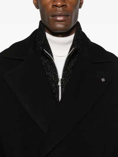 Tagliatore Wool Double-breasted Coat In Black