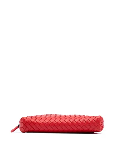 Pre-owned Bottega Veneta 2012-2025 Nappa Intrecciato Nodini Crossbody Bag In Red