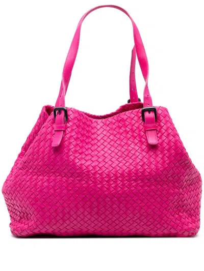 Pre-owned Bottega Veneta 2012-2025 Large Nappa Intrecciato Cesta Tote Bag In Pink