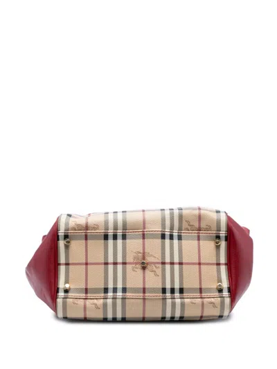 Pre-owned Burberry 2000-2017 Small Leather Trimmed Haymarket Check Coated Canvas Canterbury Tote Bag In Brown