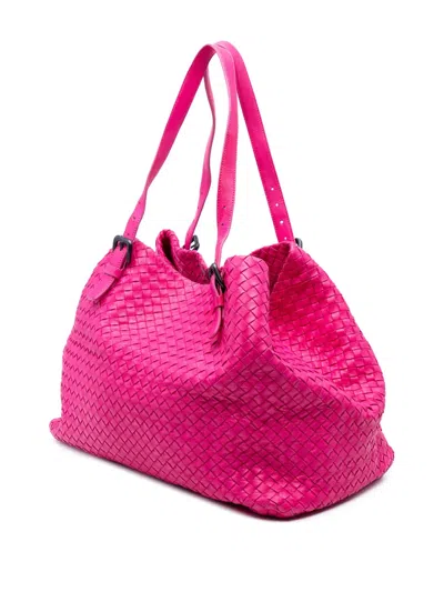 Pre-owned Bottega Veneta 2012-2025 Large Nappa Intrecciato Cesta Tote Bag In Pink