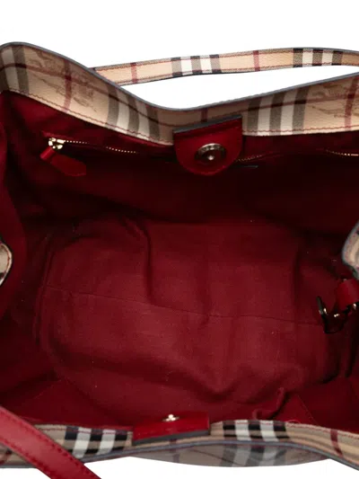 Pre-owned Burberry 2000-2017 Small Leather Trimmed Haymarket Check Coated Canvas Canterbury Tote Bag In Brown