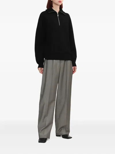 Helmut Lang Boiled Wool Half-zip Sweater In Black