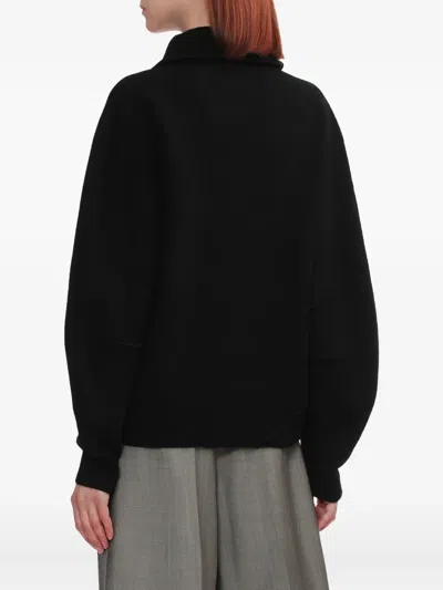 Helmut Lang Boiled Wool Half-zip Sweater In Black
