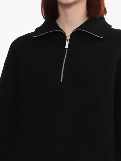 Helmut Lang Boiled Wool Half-zip Sweater In Black