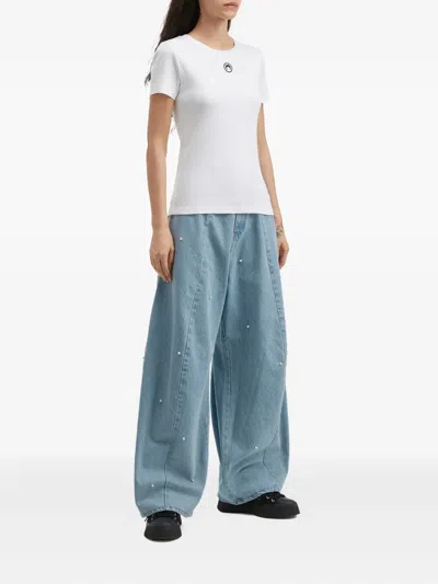 Kimhēkim Pearl-embellished Jeans In Blue